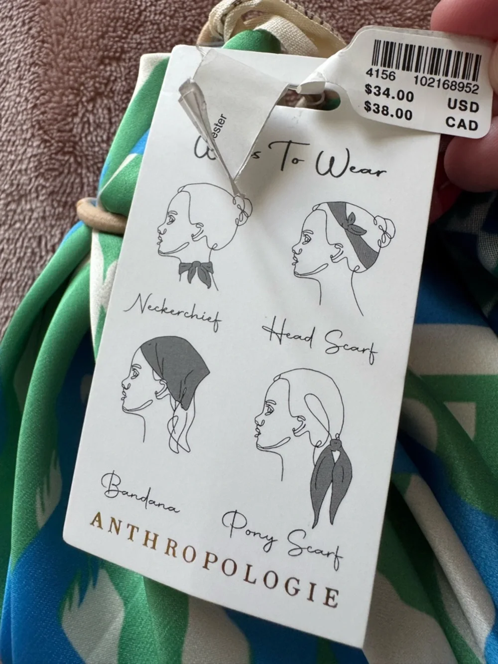 NWT Anthropologie Set of Two Hair Scarves, Multicolor Print, One Size - Picture 3 of 3